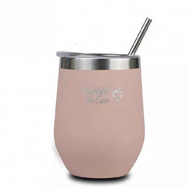 Sklenice se slámkou "We Care" růžová 360ml