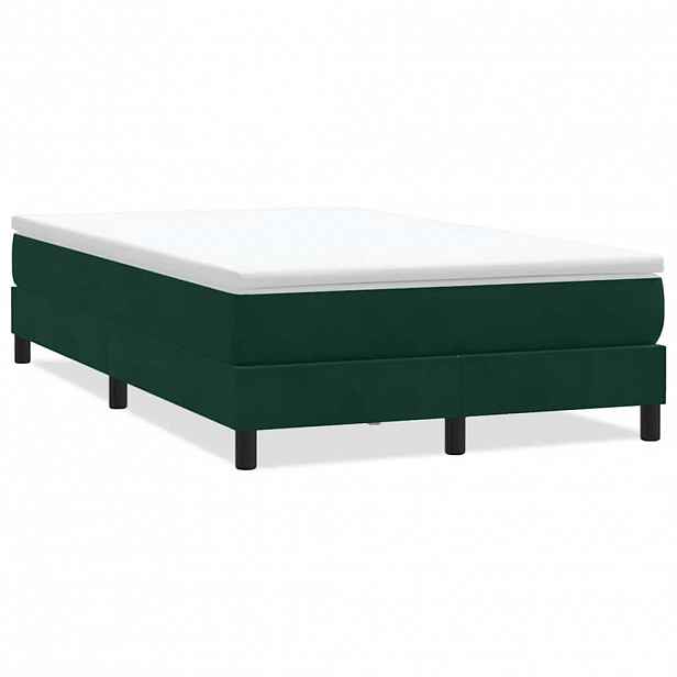 vidaXL Postel Box Spring bez matrace tmavě zelená 120x220 cm samet