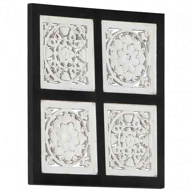 vidaXL Umělecký dekor 40 x 40 x 1,5 cm Černá a bílá Dřevěný materiál