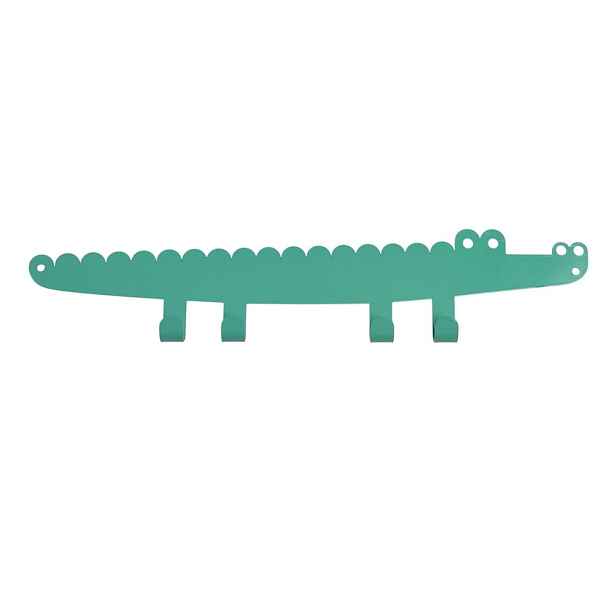 Zelený kovový nástěnný dětský věšák Crocodile – Rex London