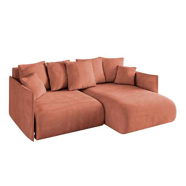 ALTDECOR ROHOVÁ SEDAČKA s funkcí spaní a otomanem, pravá ONESK-L 216x177x72 Meruňková Velur