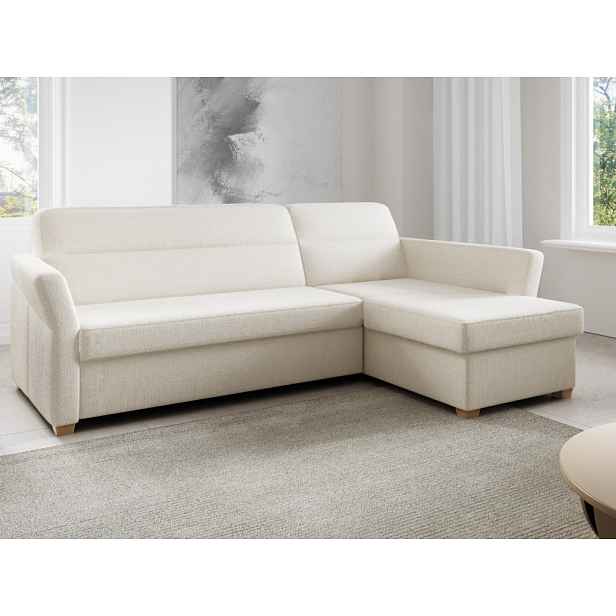 Rohová sedací souprava Livia, světle béžová látka, pravý roh