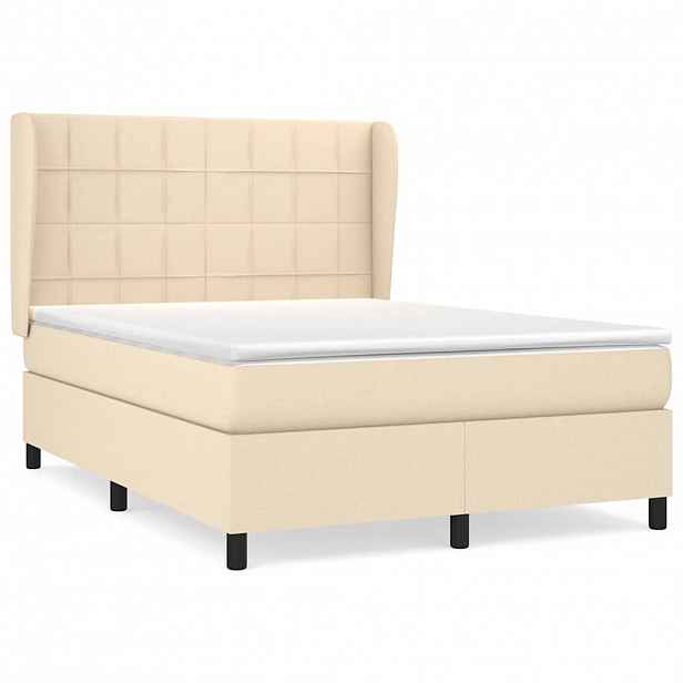 vidaXL Box spring postel s matrací krémová 140x190 cm textil