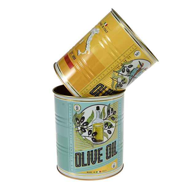 Dekorativní cínové úložné boxy v sadě 2 ks ø 11x13 cm Olive Oil – Rex London