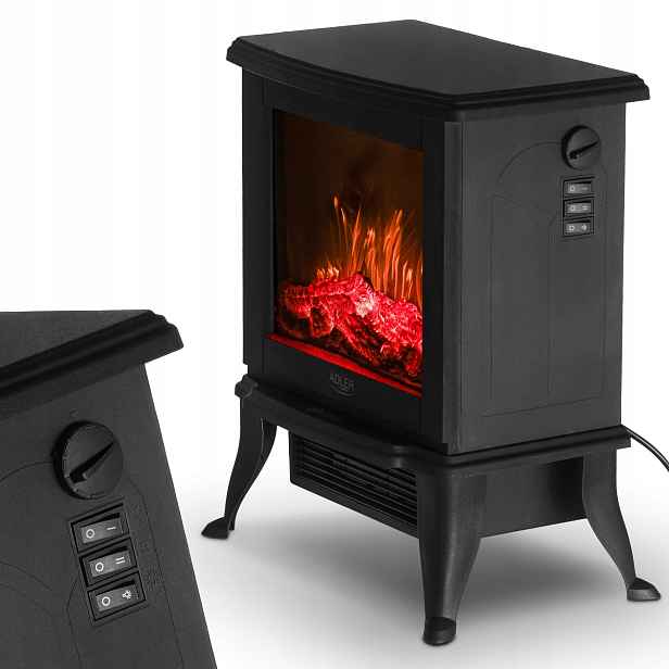 Elektrický krb 1800 W 2 úrovně ohřevu Termostat 3D efekt