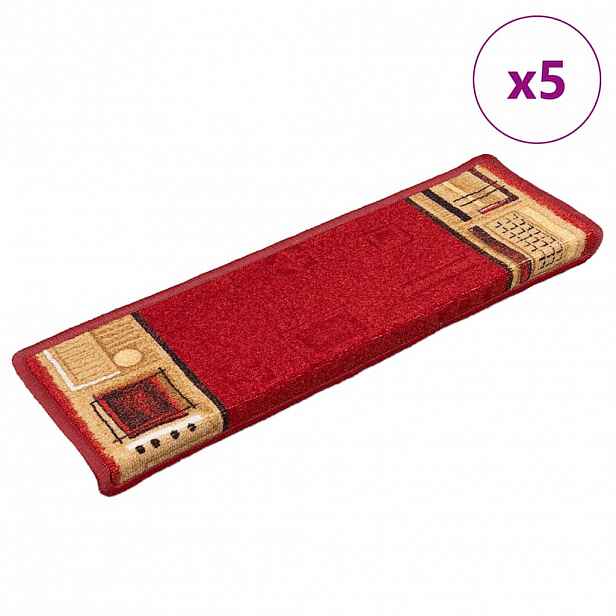 vidaXL Nášlapy na schody samolepicí 5 ks 65x21x4 cm červené