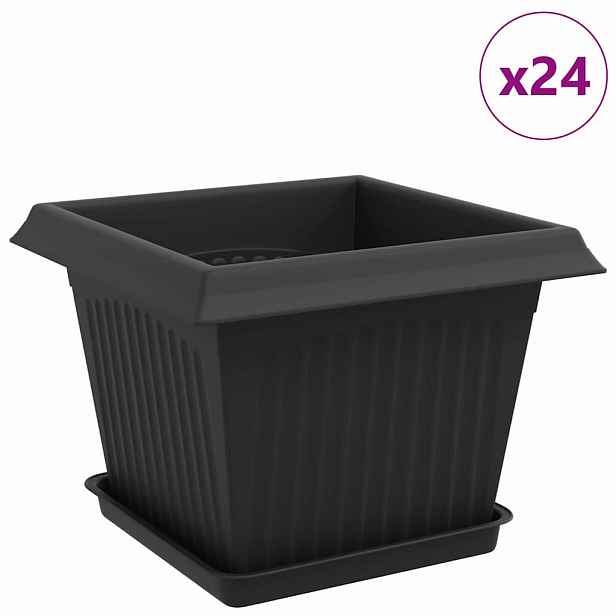vidaXL Květináče 24 ks Černá Plast