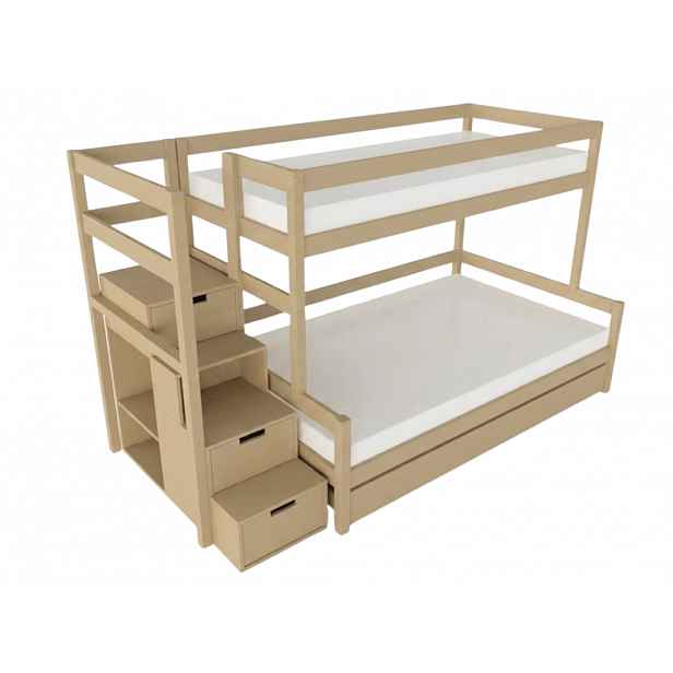 Benlemi Patrová postel LUCKY s úložnými schody 90x200, 120x200 cm Zvolte barvu: Béžová, Zvolte šuplík: Úložný šuplík, Zvolte stranu: Vlevo