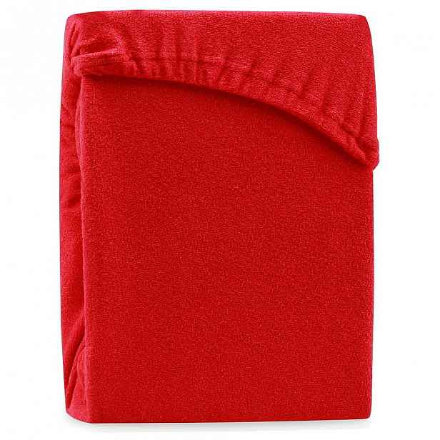 Červené elastické prostěradlo na dvoulůžko AmeliaHome Ruby Red, 220-240 x 220 cm