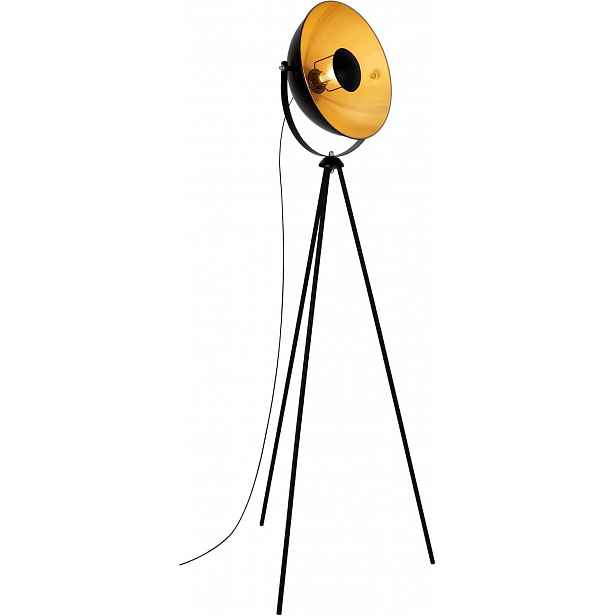 Led Podlahová Lampa E27 Kovová, Černo-zlatá, Nožní Spínač 148 CM