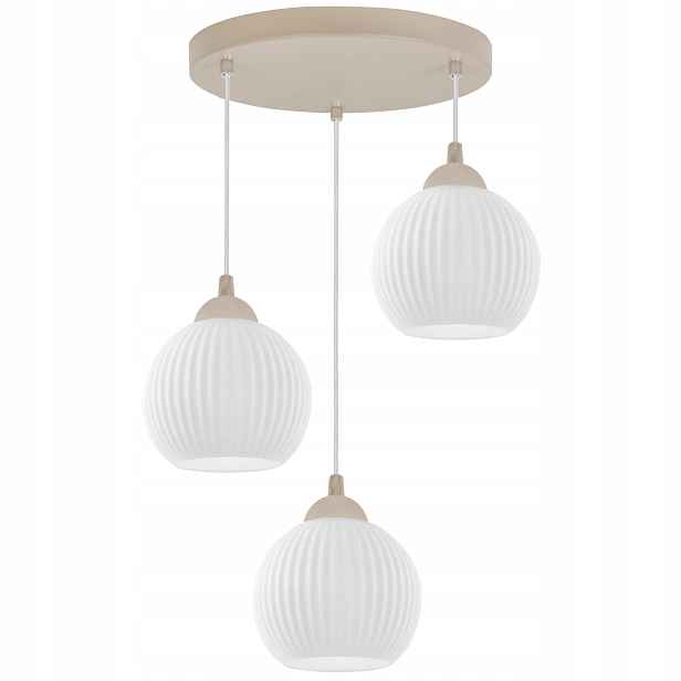 Závěsná Stropní Lampa Lustr Riffle Béžová, Bílé Koule Do Kuchyně Jídelny