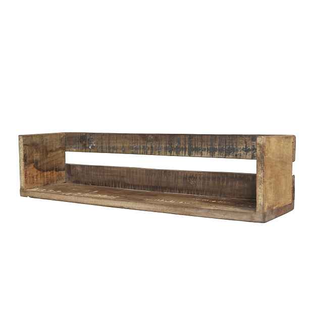 Hnědá antik dřevěná nástěnná polička Grimaud - 60*15*14 cm Chic Antique