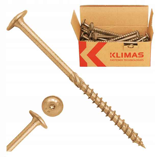 Tesařské Vruty Do Dřeva 6x180 Talířové Torx 100 Ks WKCP-06180 Klimas