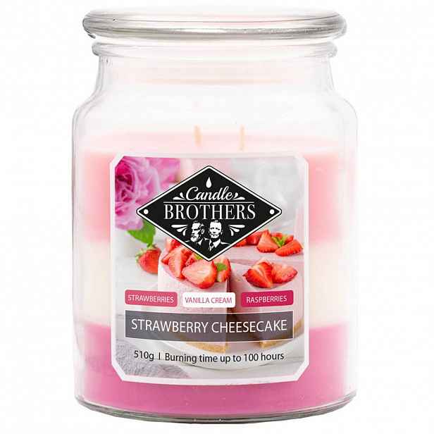 VONNÁ SVÍČKA Vícebarevná Strawberry Cheesecake ve skle 100 h
