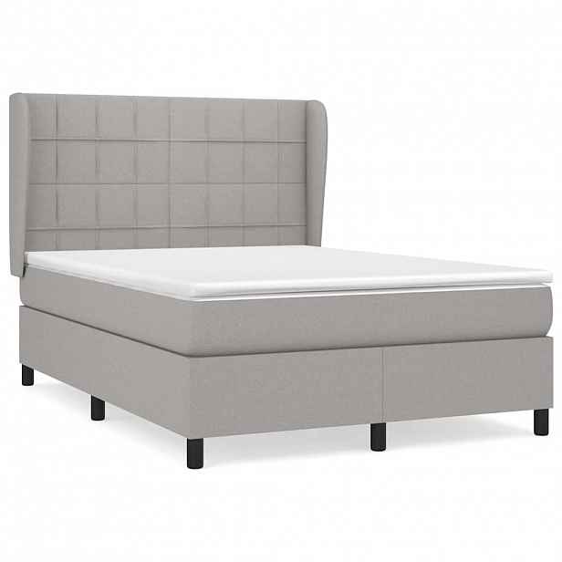 vidaXL Box spring postel s matrací světle šedá 140 x 200 cm textil