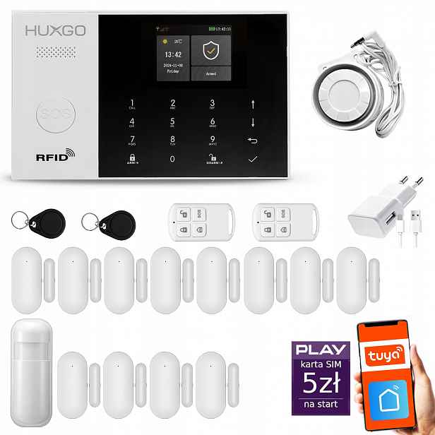 Bezdrátový alarm WiFi Gsm 4G, Tuya, sada alarmu Huxgo HXA005 D12PS