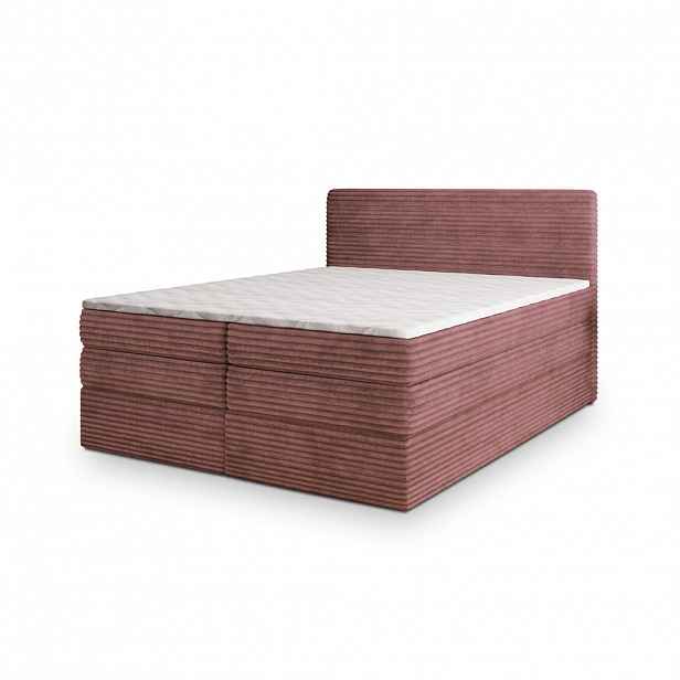 MASSENO POSTEL BOXSPRING LUNERA 180x200 cm, s matrací a úložným prostorem, starorůžová