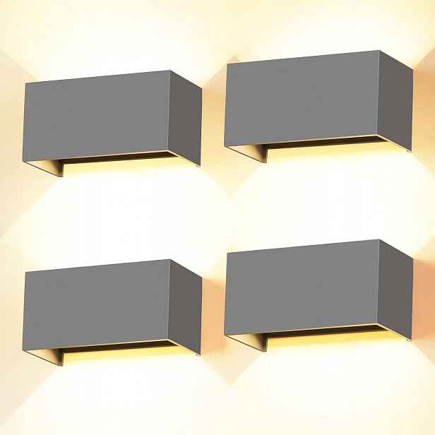Nástěnná Led lampa 4 ks šedá IP65 3000K 24W nahoru dolů nastavitelná