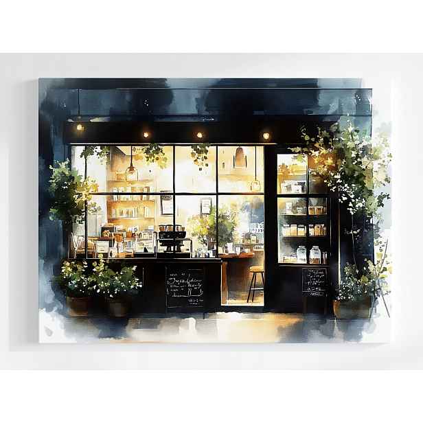 Plakát Město Kavárna Obchod Kafejka Cafe Vitrína 100x75