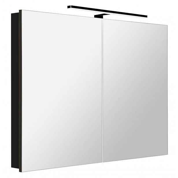 Sapho Greta - Zrcadlová skříňka s LED osvětlením 101x70x14 cm, 2 dvířka, matná černá GR105-0035