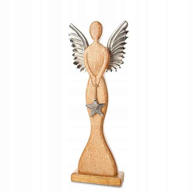 Vánoční figurka Anděl 19x7x47 bronzová stříbrná