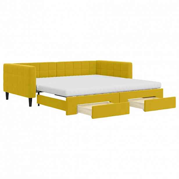 vidaXL Válenda s přistýlkou a zásuvkami žlutá 100 x 200 cm samet