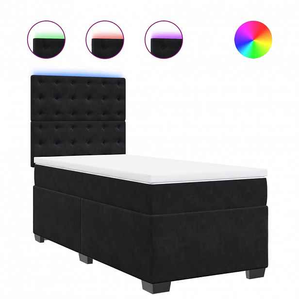 vidaXL Box spring postel s matrací černá 90x200 cm samet