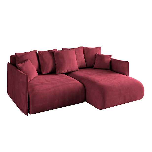 ALTDECOR ROHOVÁ SEDAČKA s funkcí spaní a otomanem, pravá ONESK-L 216x177x72 Bordó Velur