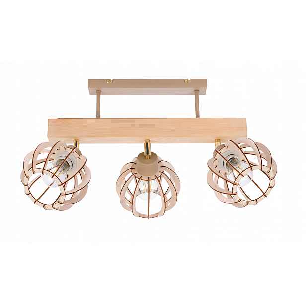 Dřevěná stropní lampa Lustr Stropní Svítidlo Loft Kašmír na 3x Klosz E27