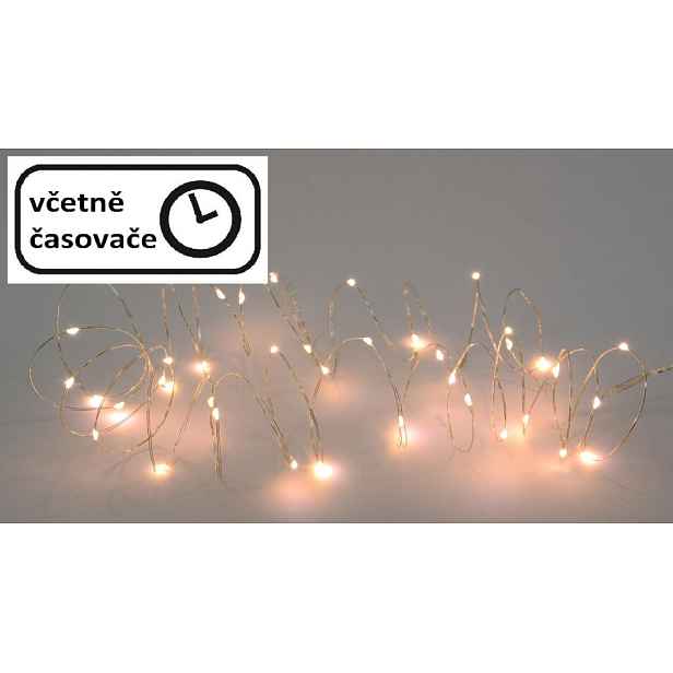 Nexos  65857 LED osvětlení stříbrný drát - teple bílý, 20 LED