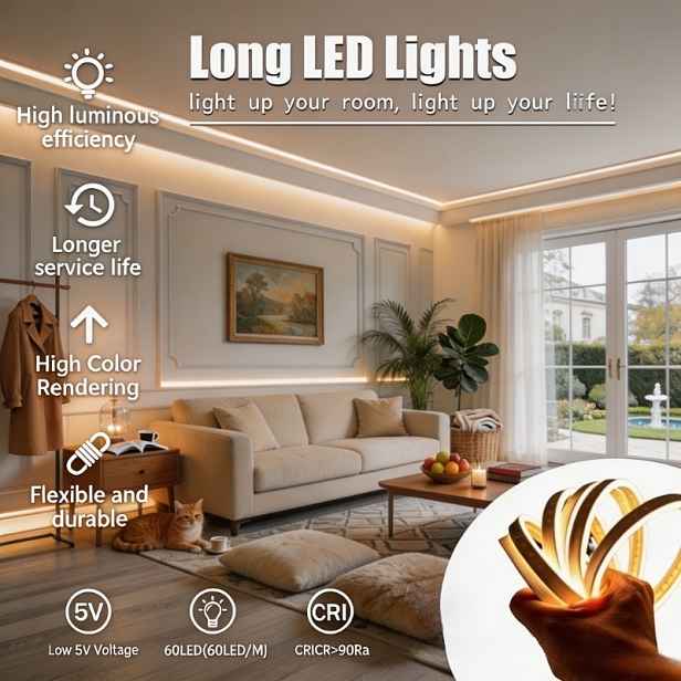 TEMU 230cm LED pásek teplých | Lampa do skříně | Noční lampička | Atmosférická lampa | Chytrá lampa, lze libovolně navrhnout DIY, napájení přes USB,