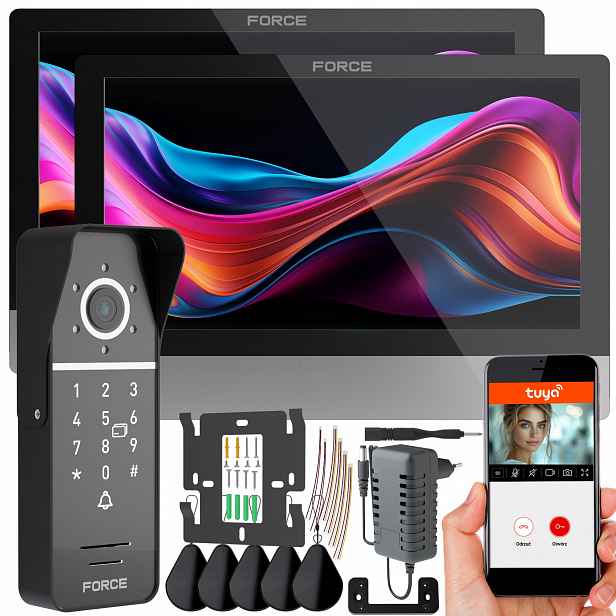 Videodomofon Force Myway 2X Monitor 10" Černý WiFi Tuya Klíčenky