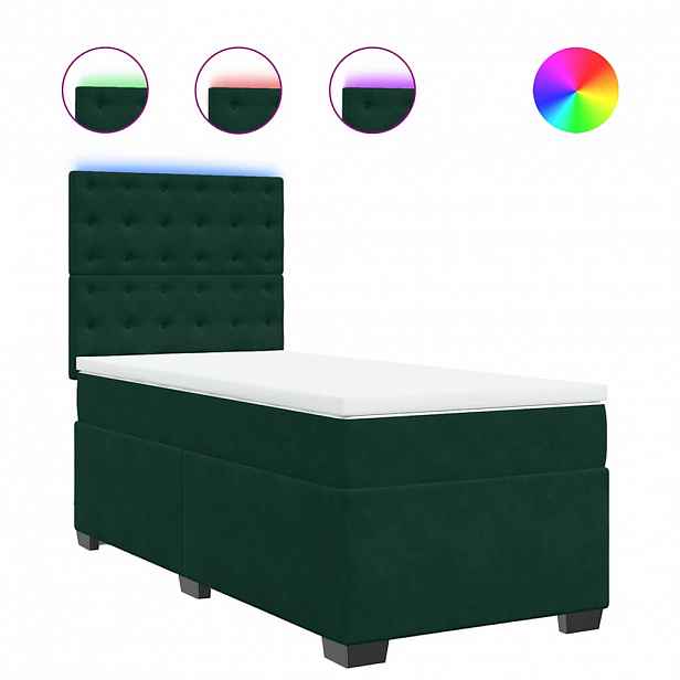 vidaXL Box spring postel s matrací tmavě zelená 90x200 cm samet