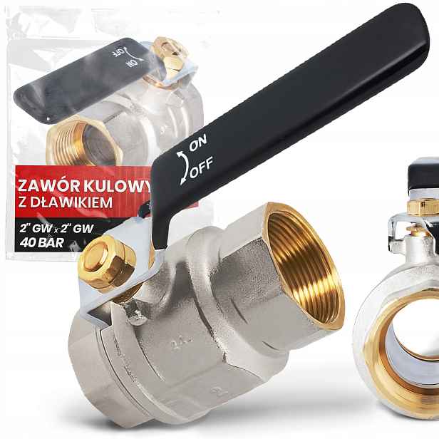 Kulový Kohout Kohout 2'' Gw Mosazný 40 bar Tlumivka Rukojeť Robustní Fu