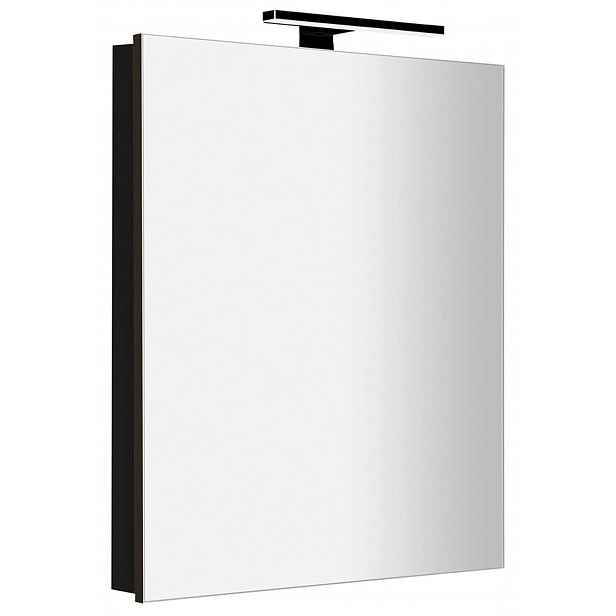 Sapho Greta - Zrcadlová skříňka s LED osvětlením 60x70x14 cm, 1 dvířka, panty vpravo, matná černá GR065-0035