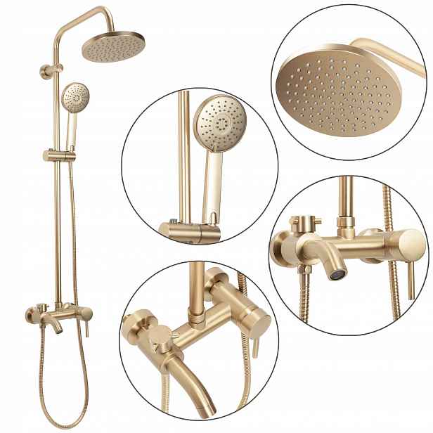 Sprchový Set Zlatá kartáčovaná Rea Luis Dešťová sprcha 20 cm