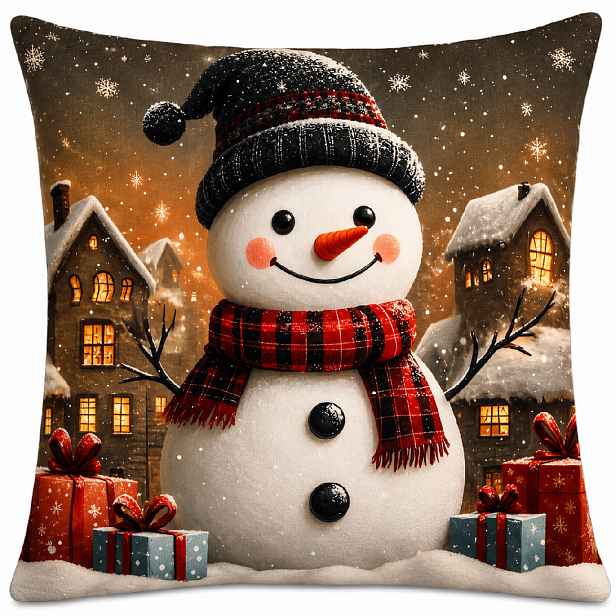 Vánoční povlak na polštář XMAS SNOWMAN II. 40x40 cm