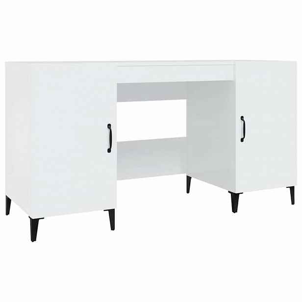 vidaXL Psací stůl bílý s vysokým leskem 140x50x75 cm kompozitní dřevo