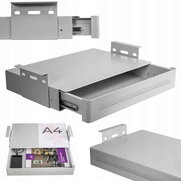 Kovová šuplík pod stůl Spacetronik 8 kg 48x30 Pólka šedá