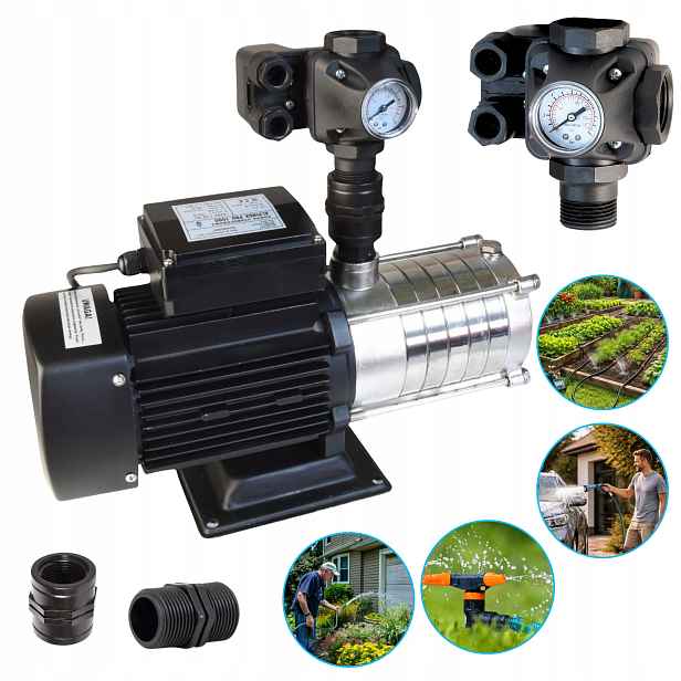 Moderní Vícestupňová Pumpa S Příslušenstvím 3V1 750W 70L/MIN, Nerezové Rotory