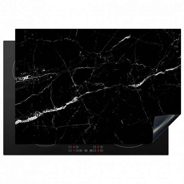 MuchoWow KRYT NA INDUKČNÍ DESKU Mramorový vzhled - Černá - Luxusní 75x52 cm