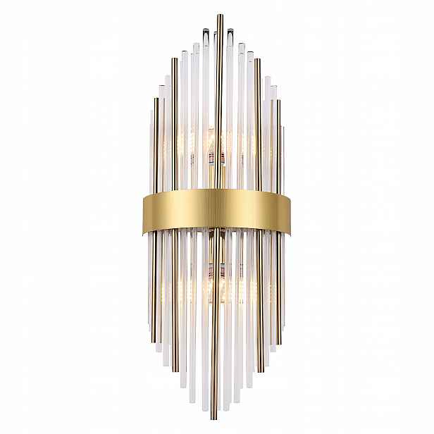 Nástěnné Svítidlo Glamour Zlaté Do Obývacího Pokoje E14x2 Transparentní Sklo Elegantní