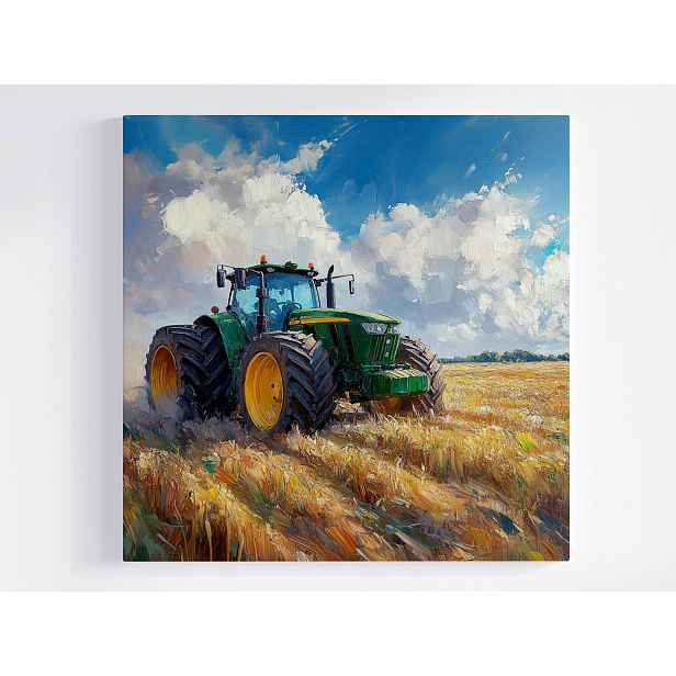 Obraz Na Plátně Canvas Vesnice Zemědělství Pole Traktor Žně Obilí 60x60