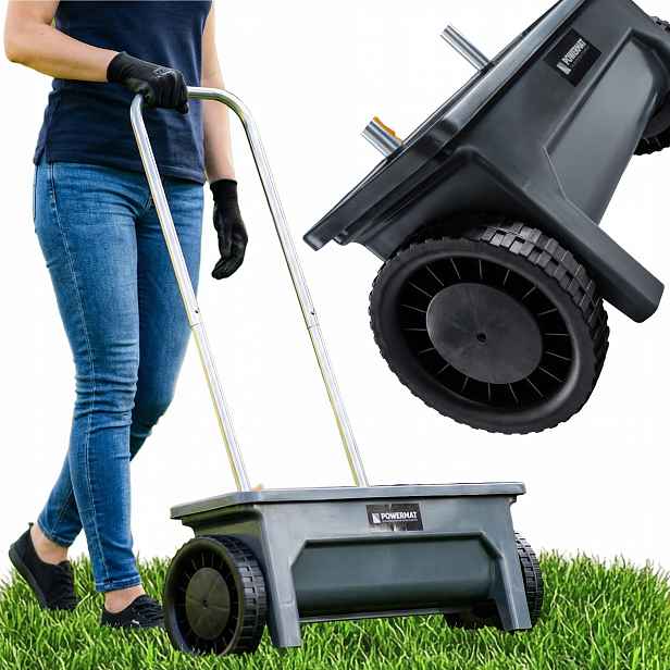 Ruční Výsevní Dávkovač Osiva Nastavitelný 10 Stupňů Šířka 46 CM 12 L Pro Semena Trávy Zahrada