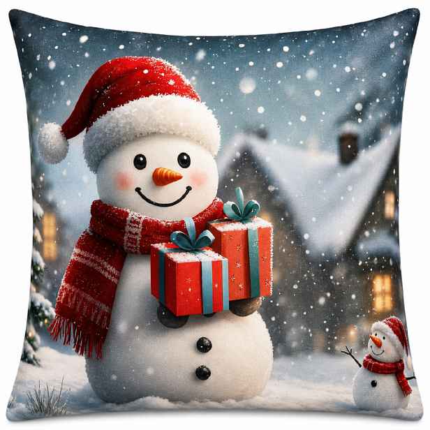 Vánoční povlak na polštář XMAS SNOWMAN IV. 40x40 cm