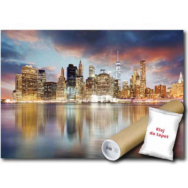 Vinylová Fototapeta New York Světla Večer Panorama Pohled 152x104