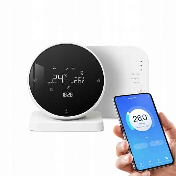 Wifi termostat s bezdrátovým bezpotenciálovým relé Tuya