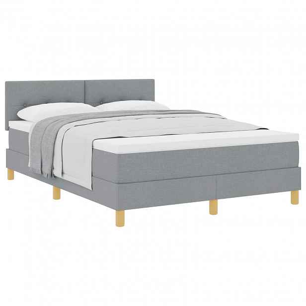 vidaXL Postel s boxspringem s čelo Světle šedá 140 x 190 cm textil