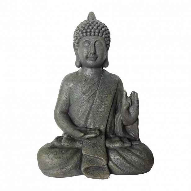 Relaxdays SOCHA antracitová Buddha polyresin vzhled kamene 52 cm