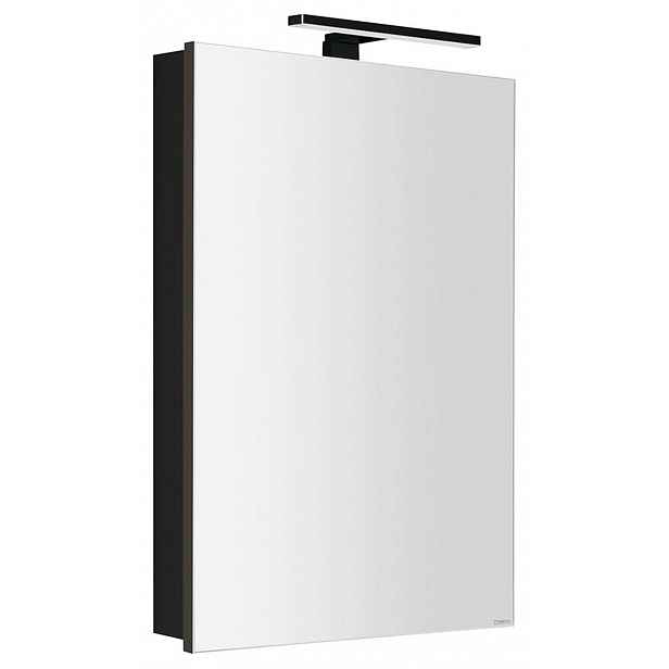 Sapho Greta - Zrcadlová skříňka s LED osvětlením 50x70x14 cm, 1 dvířka, panty vpravo, matná černá GR055-0035